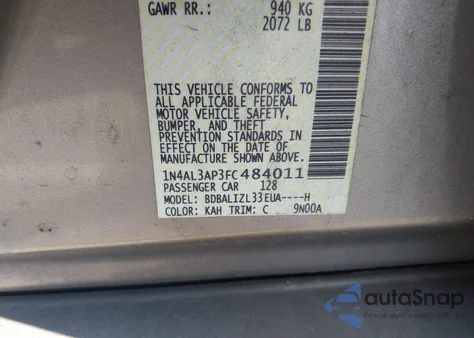 2015 Nissan Altima 2.5 Sv from USA, damaged, VIN 1N4AL3AP3FC484011